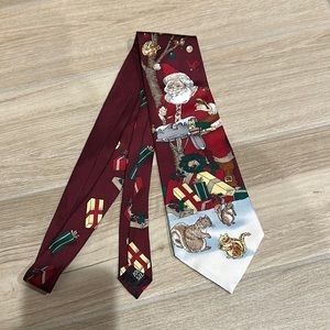 Very pretty Christmas Silk tie by Andhurst Santa Clause and presents animals